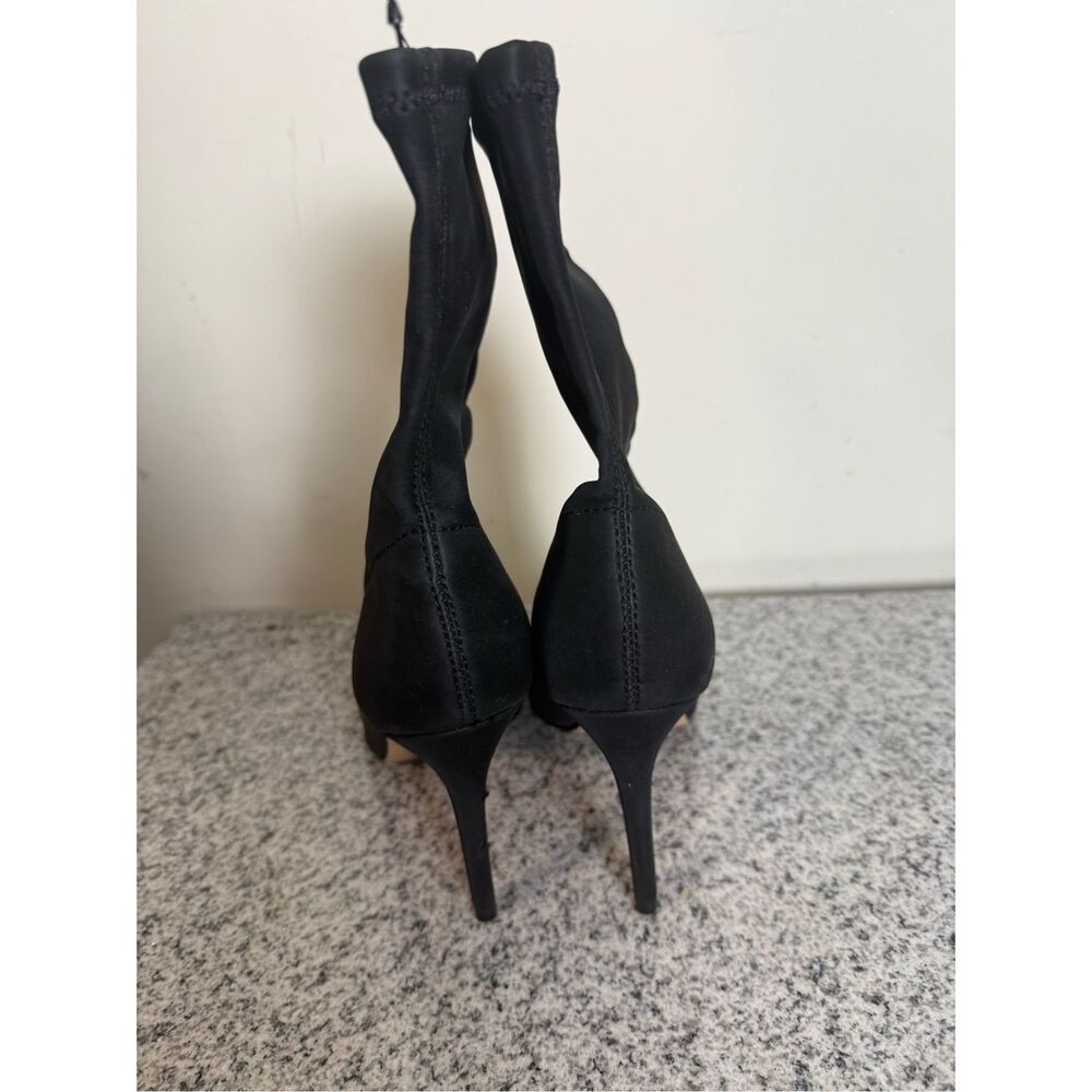 Express Pointed Toe Sock Booties Heels Black 7 Dr… - image 2